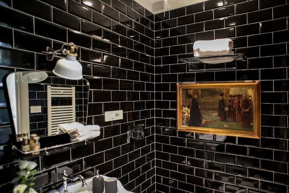 Shower, designer toiletries, hair dryer, bidet