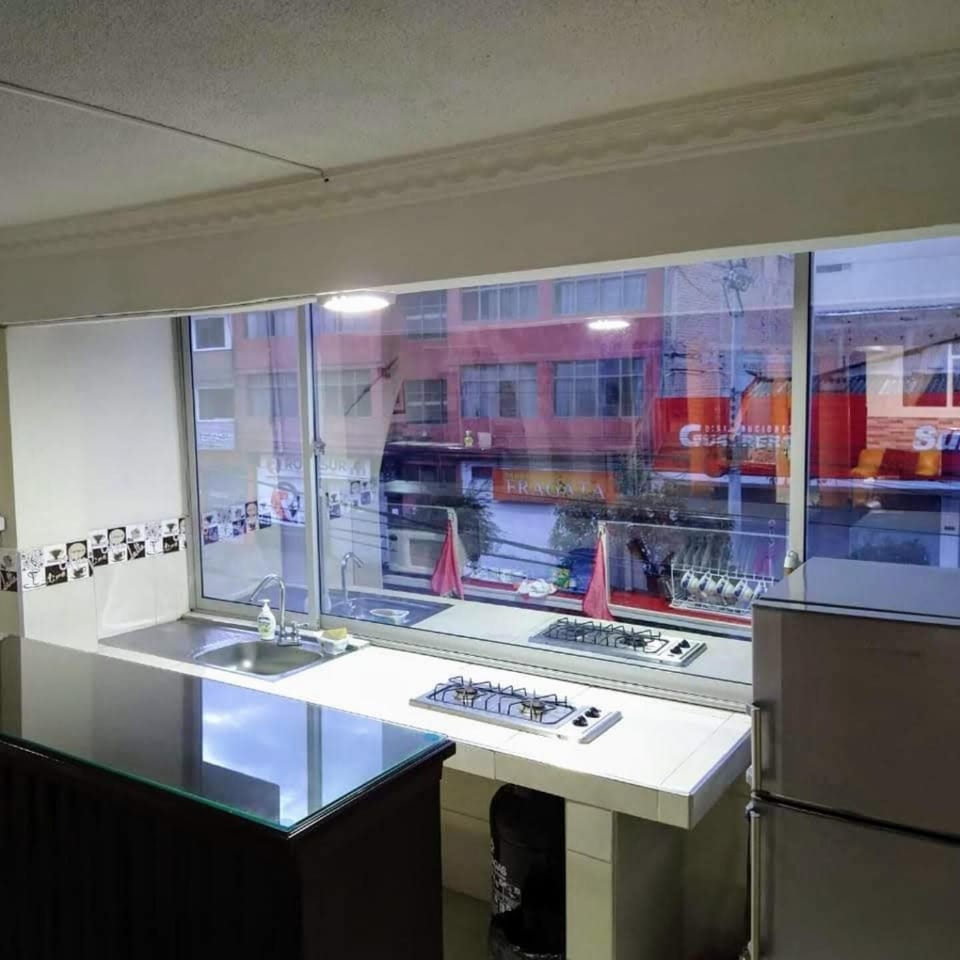 Full-size fridge, microwave