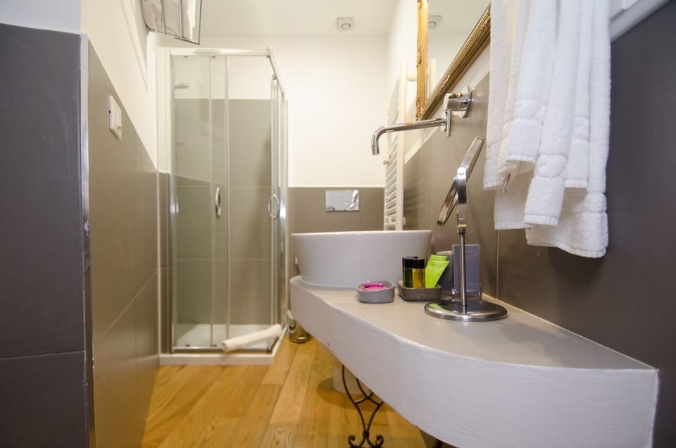 Superior Double Room | Bathroom | Shower, rainfall showerhead, free toiletries, hair dryer
