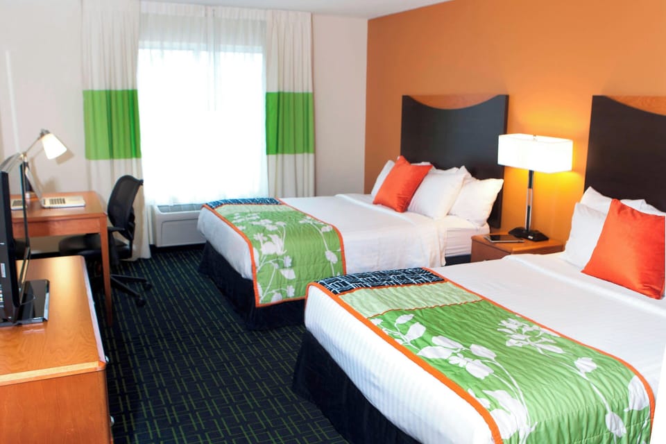 Room, 2 Queen Beds | In-room safe, desk, blackout drapes, iron/ironing board