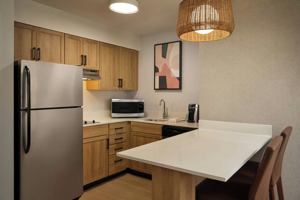 Full-size fridge, microwave, oven, stovetop