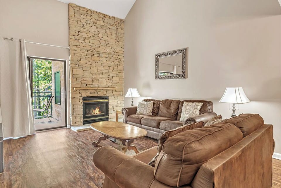 Large living area with gas fireplace