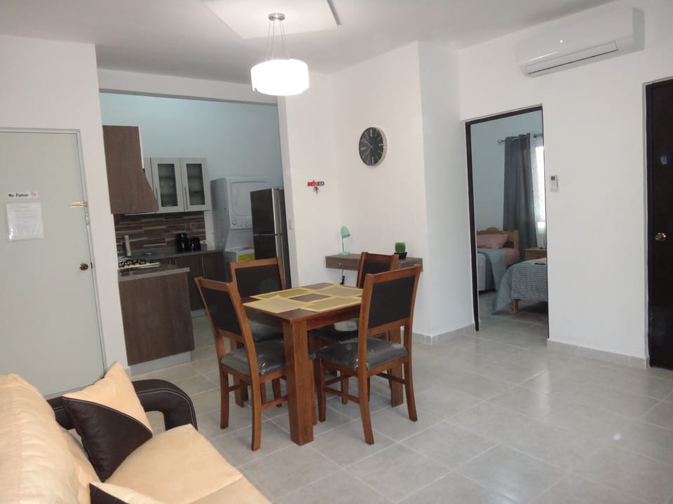 Dinning room/Kitchen/Second bedroom. View from living room