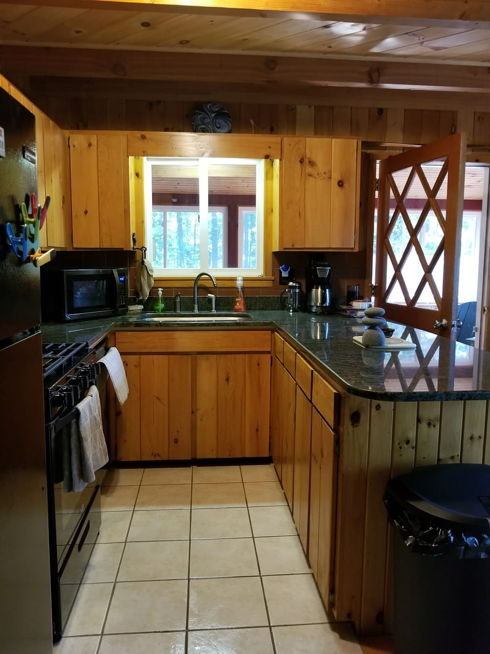 Granite counter tops in our fully stocked kitchen