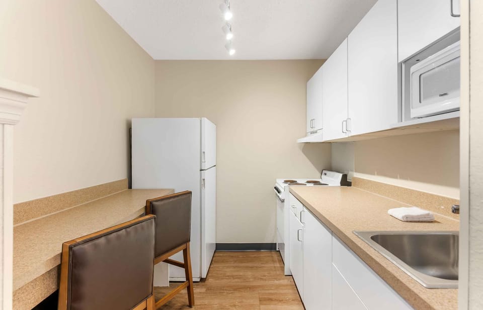 Deluxe Studio, 1 Queen Bed with Sofa bed, Non Smoking | Private kitchen | Coffee/tea maker, full-size fridge, microwave, stovetop