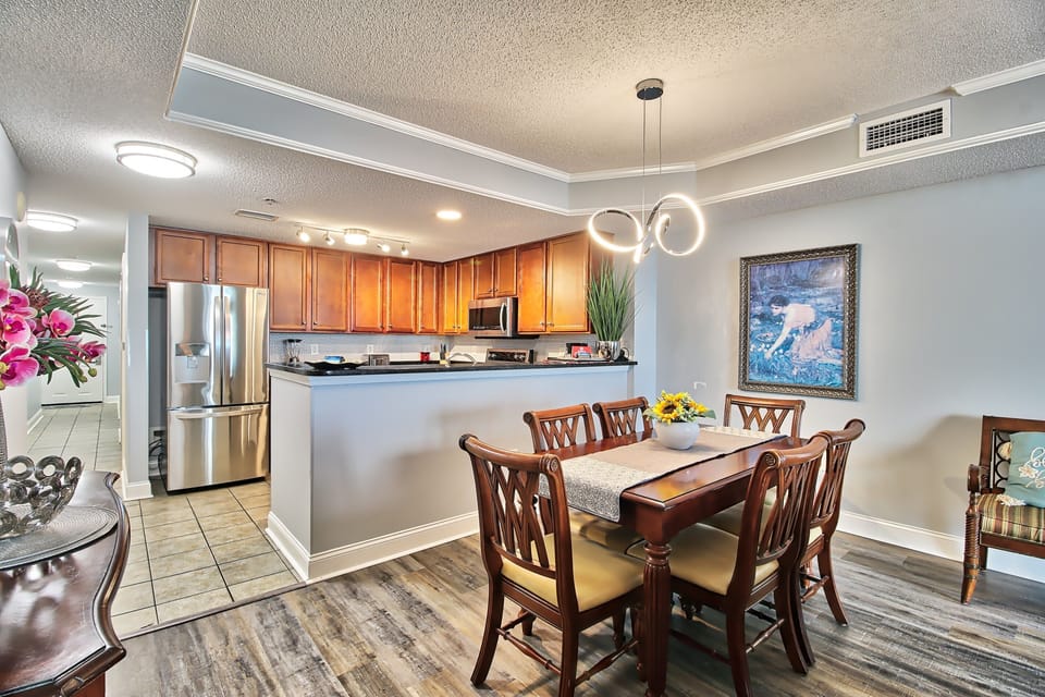 Views to the living room and ocean from the open plan layout