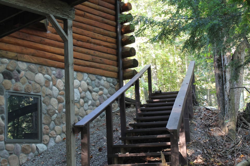 Stairs going down part way to the river