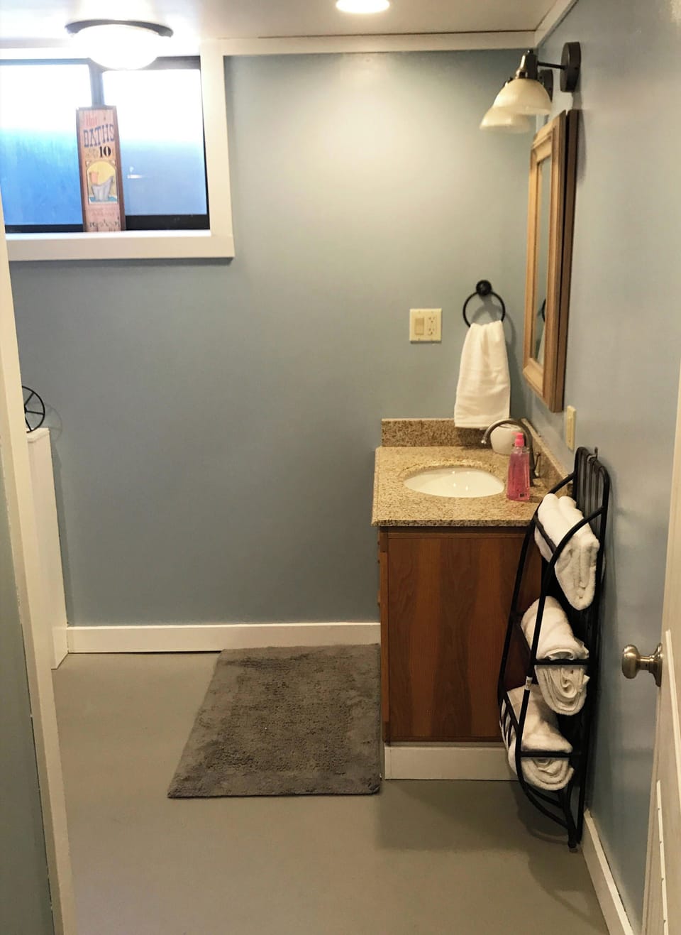 Downstairs Bathroom vanity. Plenty of space to get ready