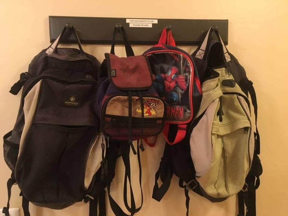 Backpacks for your use. Please return.