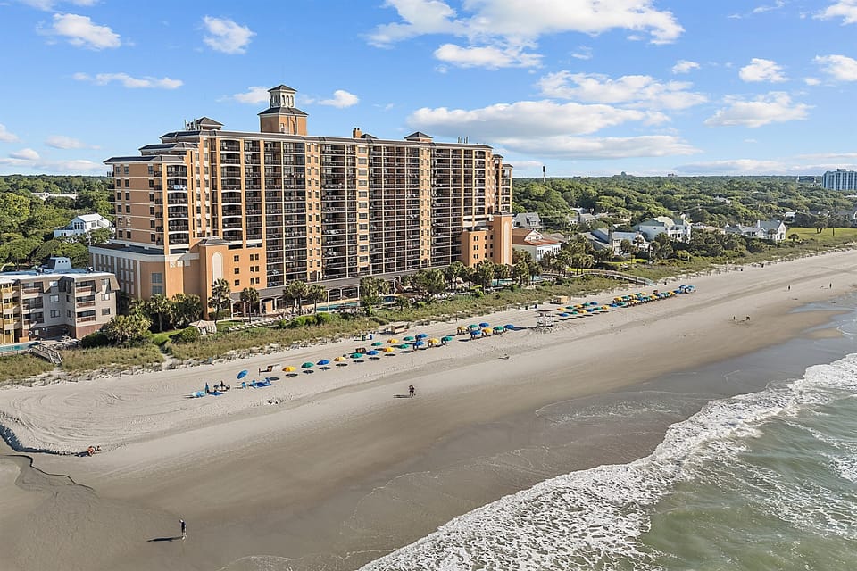 With only houses each side, this upscale resort has one of the quietest stretch of beach in Myrtle Beach