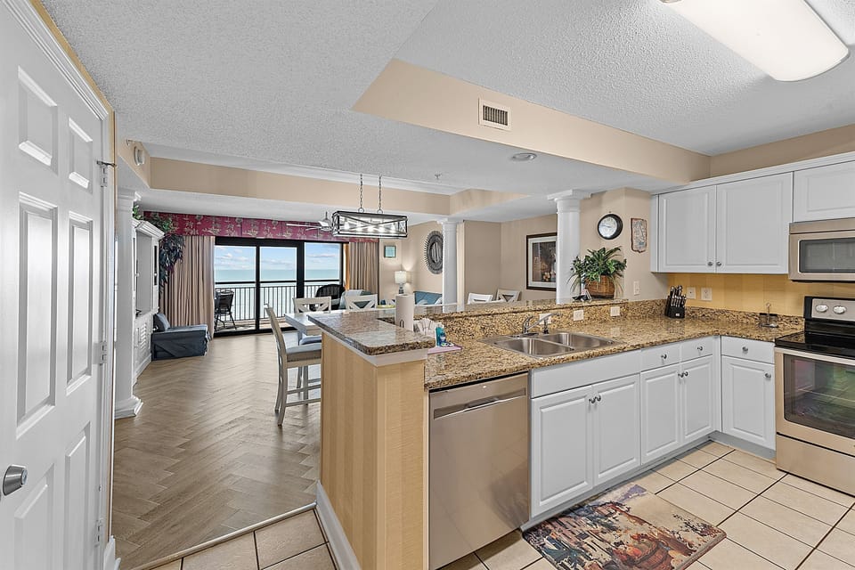 Our fabulous open-plan layout means the stunning view is available throughout the living spaces and kitchen