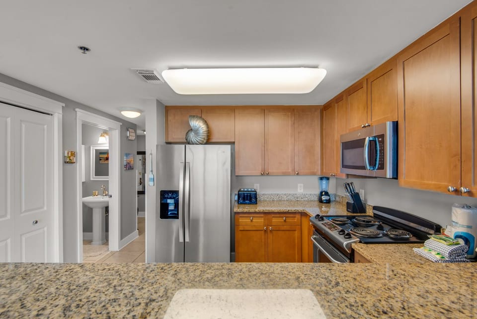 Stainless steel appliances in the kitchen