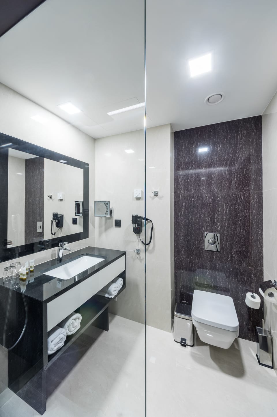 Shower, free toiletries, hair dryer, bathrobes