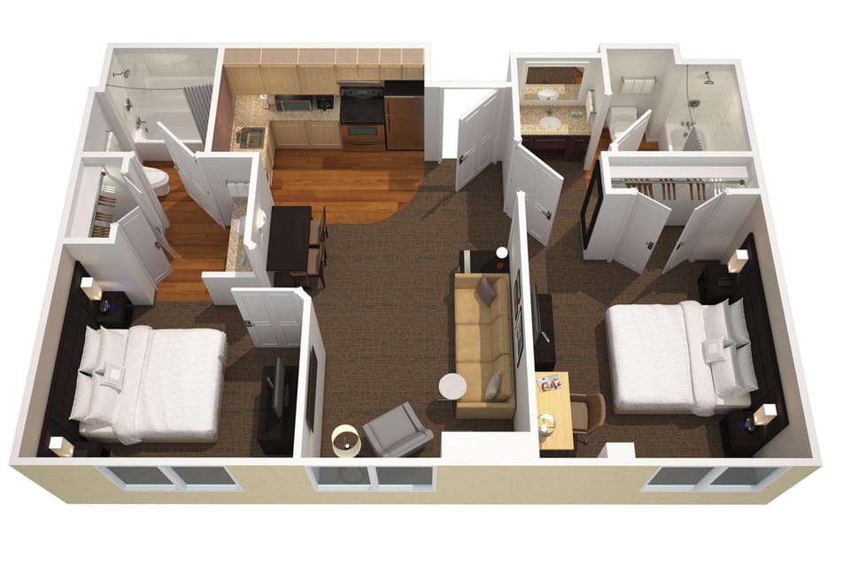 Suite, 2 Bedrooms | Premium bedding, desk, laptop workspace, iron/ironing board