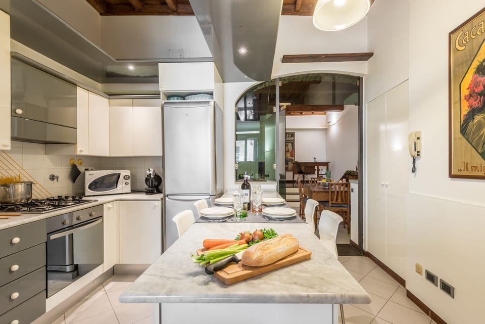 Standard Apartment, 2 Bedrooms, Balcony | Private kitchen | Full-size fridge, microwave, oven, stovetop