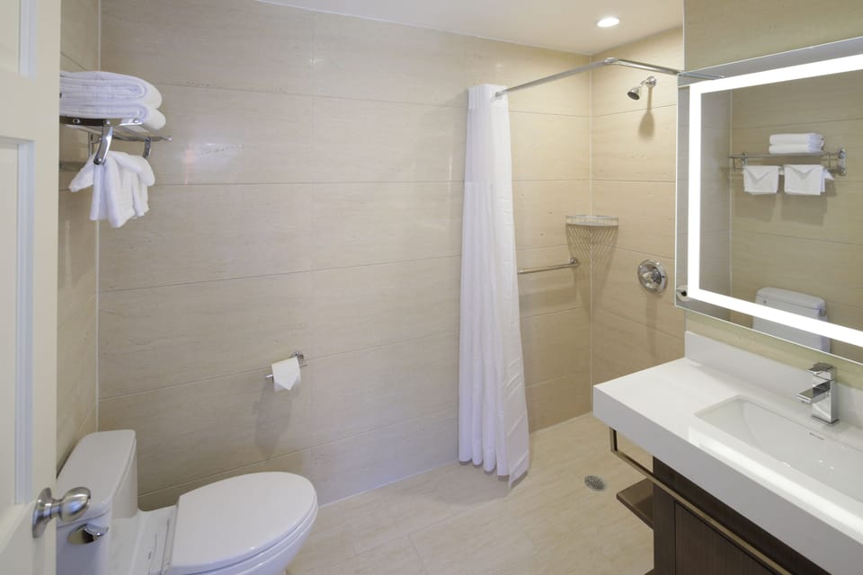 Towels, soap, shampoo, toilet paper