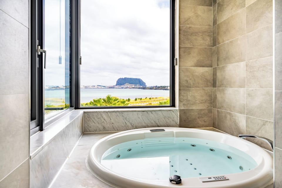 Deluxe Spa | Bathroom | Hair dryer, bidet, towels