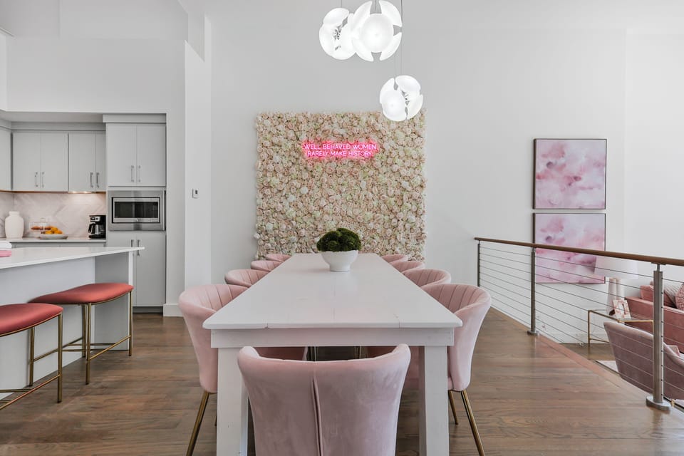 Flower Wall photo opp w/ dining room!