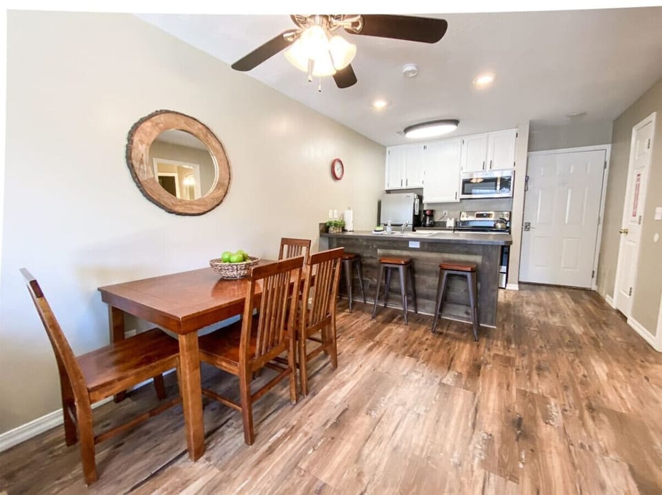 Bright, open kitchen and dining space perfect for gathering, cooking, and enjoying meals together.