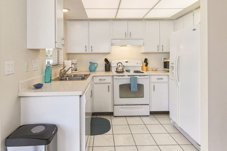 Cozy kitchen has everything you need to make home cooked meals and save money