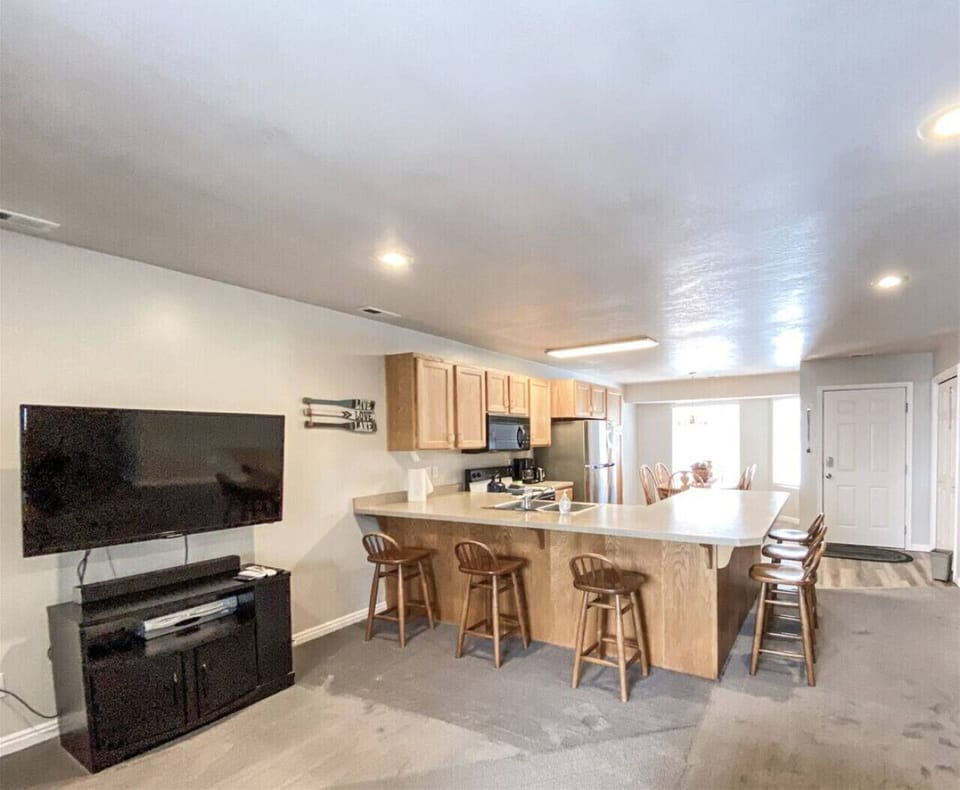 Open kitchen overlooking living area for easy entertaining
