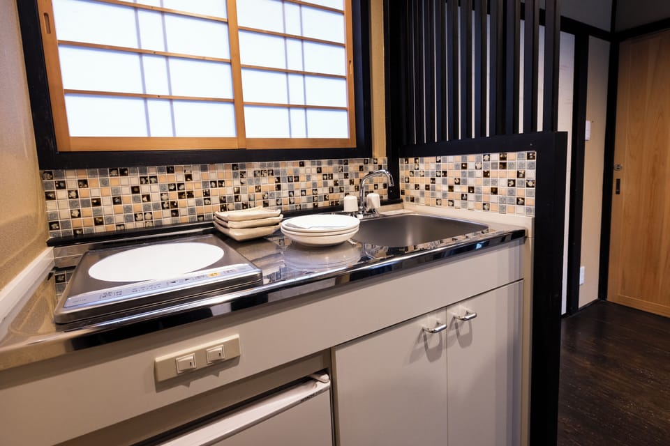 Japanese Town style house | Private kitchenette | Fridge, microwave, stovetop, coffee/tea maker