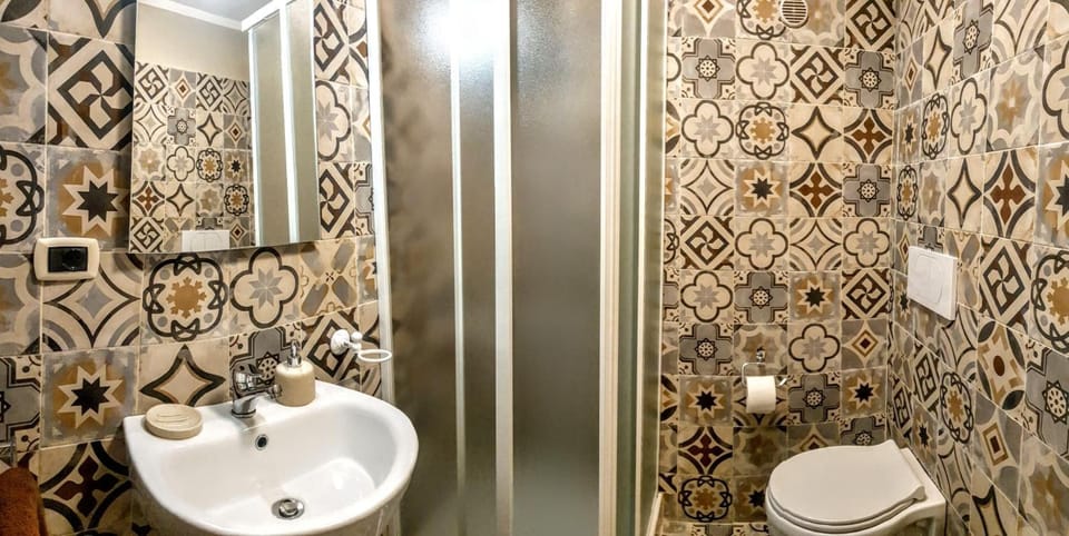 Shower, free toiletries, bidet, towels