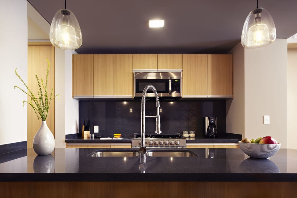 Coffee/tea maker, microwave, stovetop, toaster