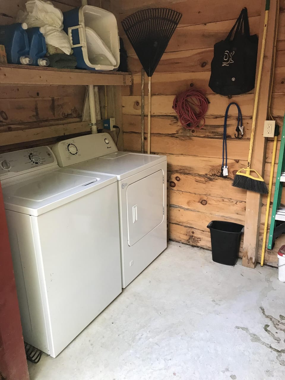 Washer and dryer in the laundry shed 