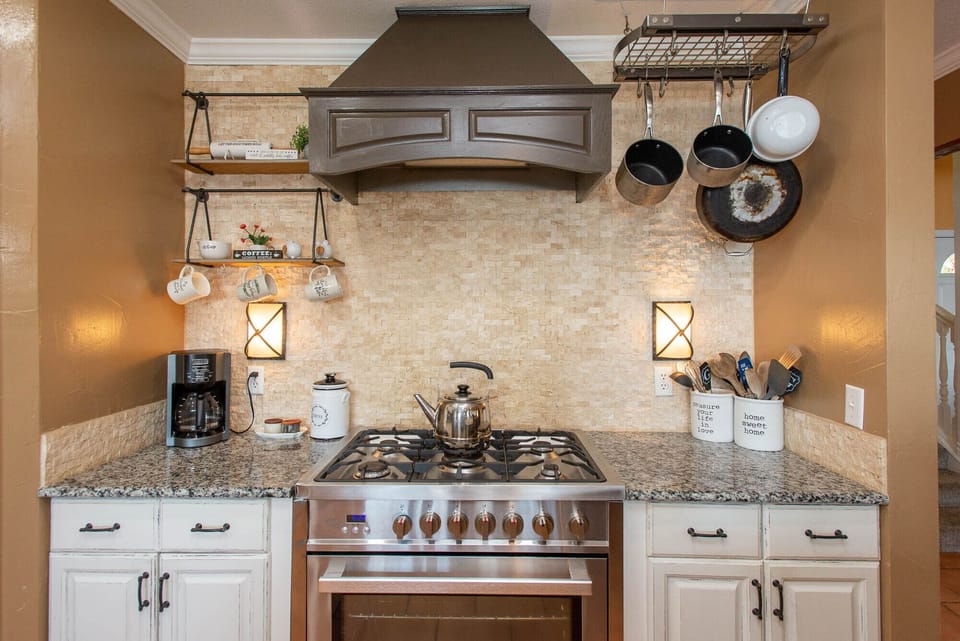 Gas range and oven. 