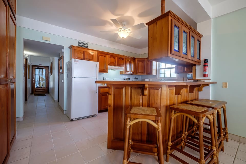 Bar, kitchen, hall, and entry door
