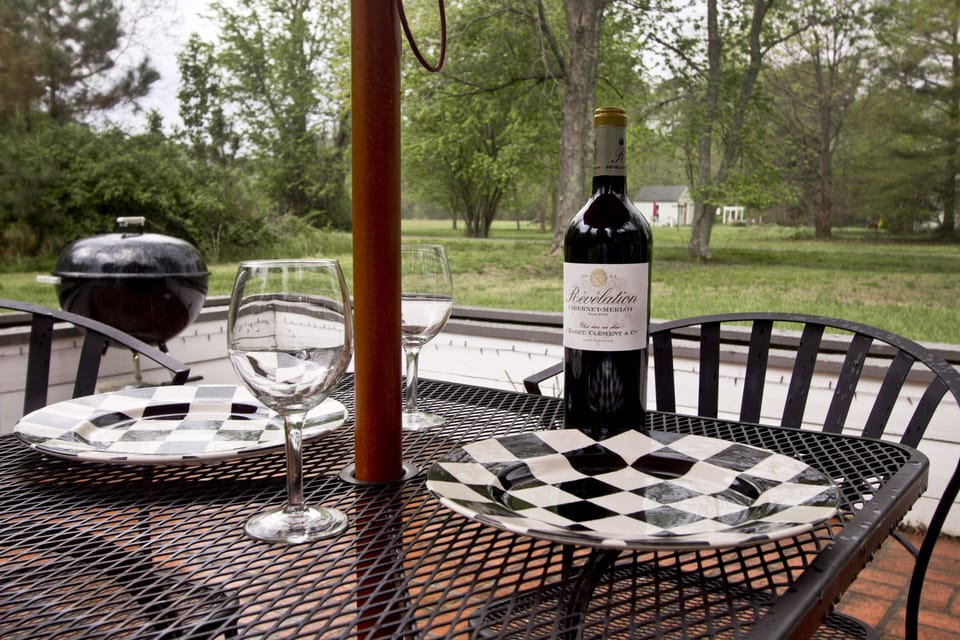 Relax with a favorite beverage on our brick patio. Enjoy privacy and views!