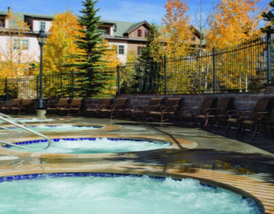 Outdoor hot tubs are perfect to relax after a fun day of skiing!  