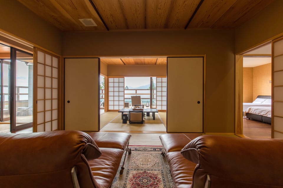 Premium Room Selected at Check-In with Tatami Area with Private and Open Air Bath, Annex | Living area | Flat-screen TV
