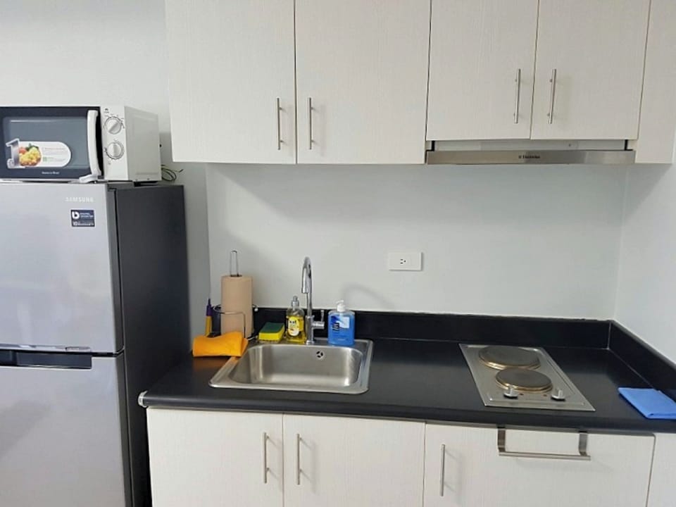 Deluxe Apartment with Balcony, 1 Bedroom | Private kitchen | Full-size fridge, microwave, stovetop, coffee/tea maker