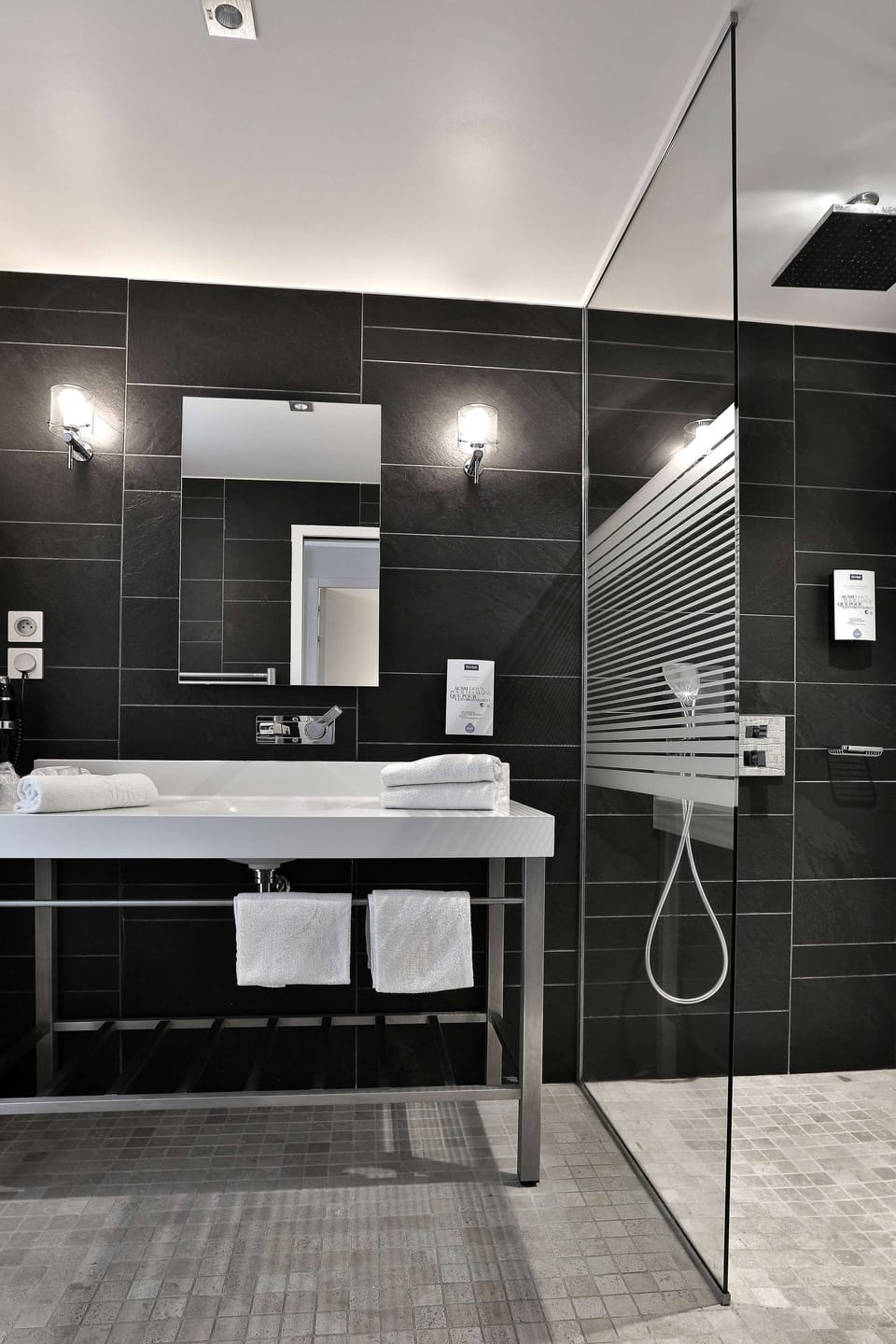 Shower, eco-friendly toiletries, hair dryer, towels