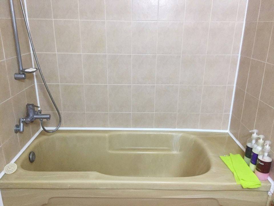 Combined shower/tub, deep soaking tub, free toiletries, towels