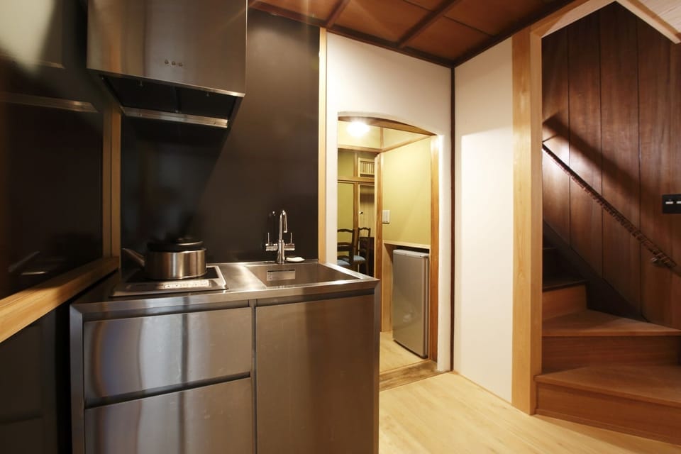 Momiji-an | Private kitchenette | Fridge, microwave, oven, stovetop