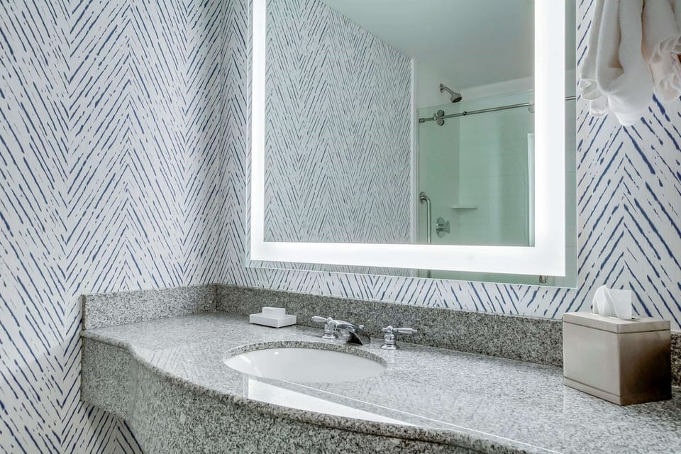 Deluxe Room, 1 King Bed with Sofa bed | Bathroom | Combined shower/tub, free toiletries, hair dryer, towels