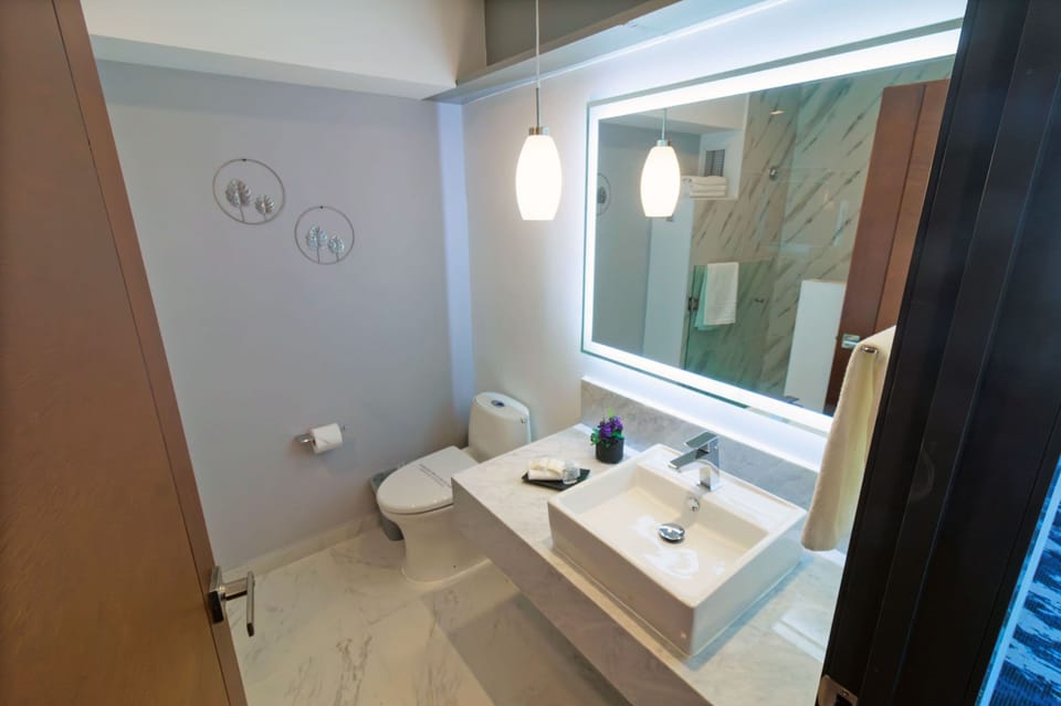 Superior Room, 1 King Bed | Bathroom | Shower, rainfall showerhead, free toiletries, hair dryer