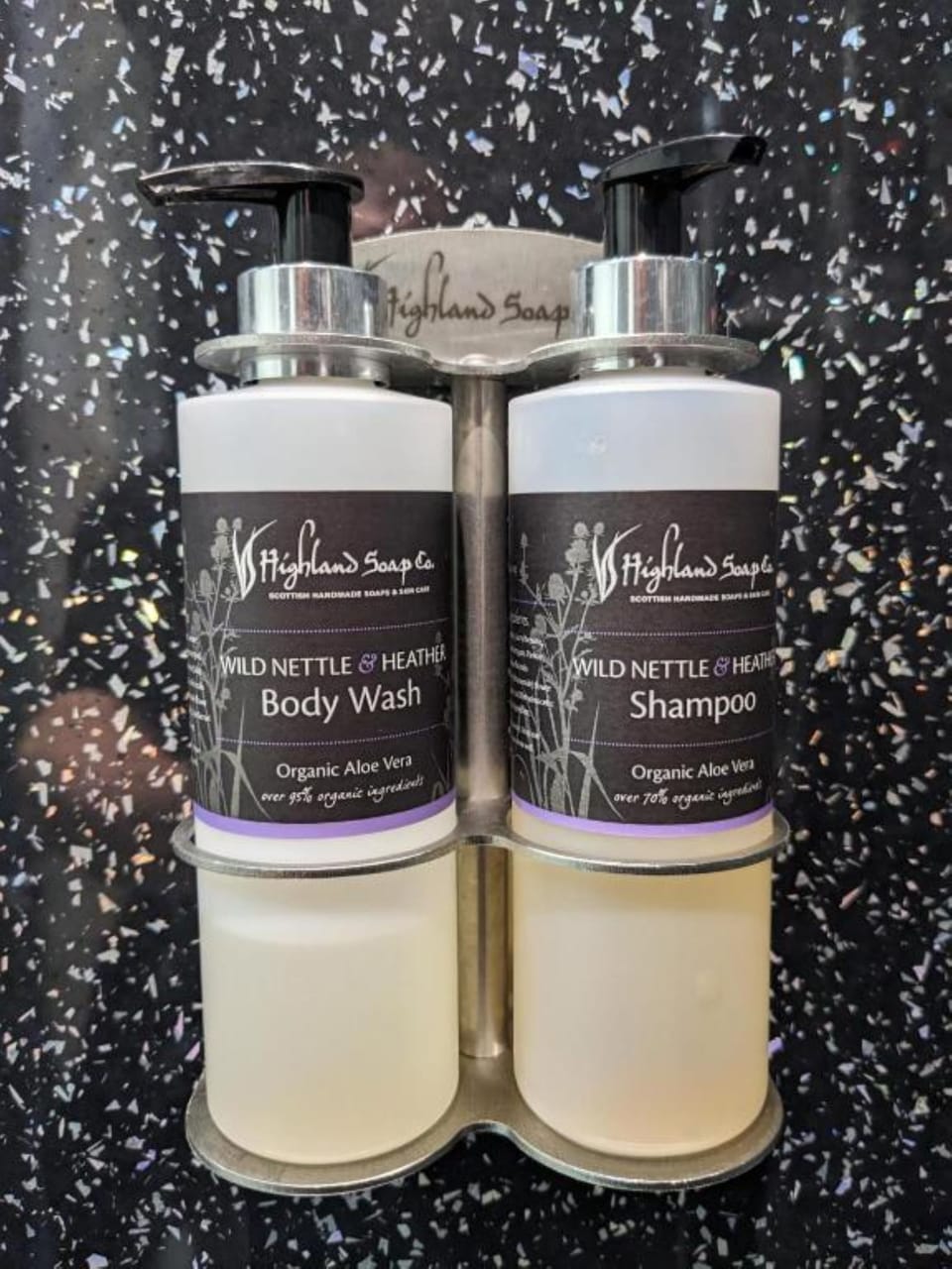 Hair dryer, towels, shampoo, toilet paper