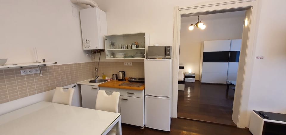 Deluxe Apartment, 2 Bedrooms, Kitchen, City View (Apt 1) | Private kitchen | Fridge, microwave, stovetop, coffee/tea maker