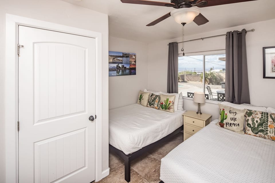 2 full size beds; relax along with the kids!