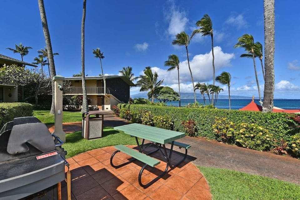 Inviting shared pool surrounded by palm trees and comfortable seating for soaking up the island sunshine.