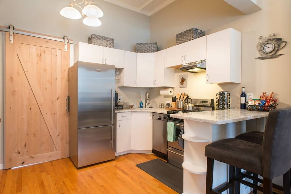 Open concept kitchen with Stainless Steel Appliances