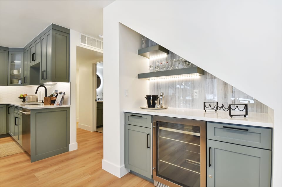 Bar Area with Undercabinet Beverage Refrigerator