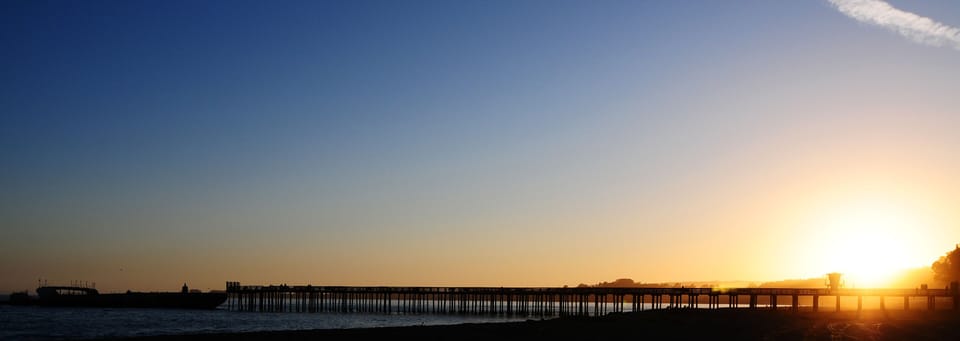 The cement ship at sunset .... 150 steps from the front door.