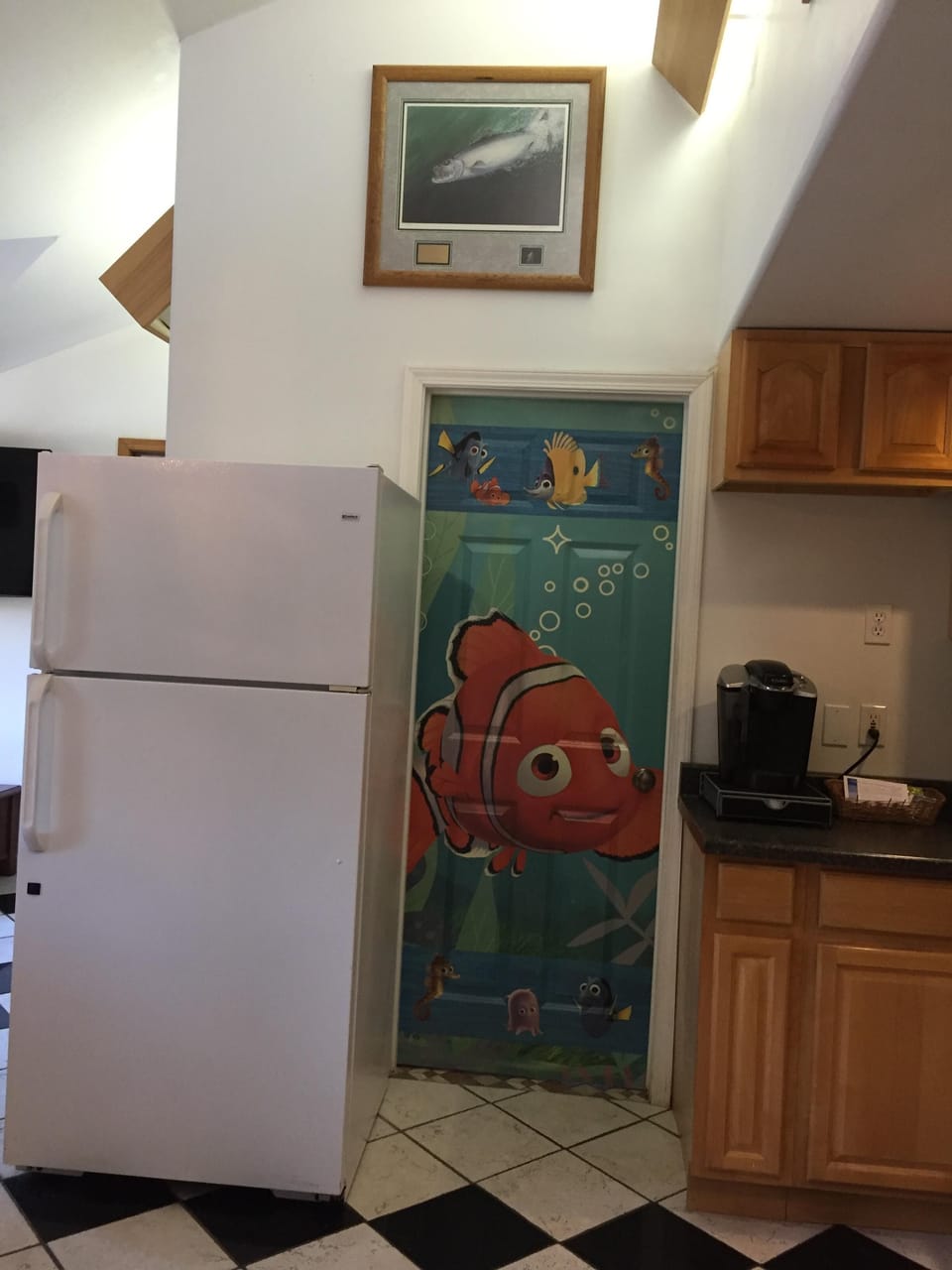 Lovingly called the Nemo room because of the bathroom décor.