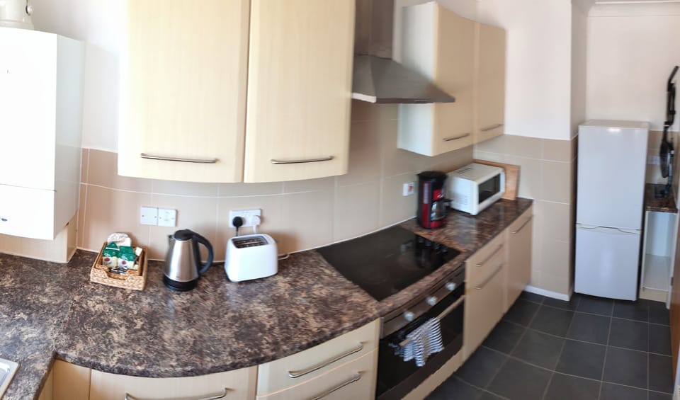 Business Apartment, 1 Bedroom | Private kitchen | Full-size fridge, microwave, oven, stovetop