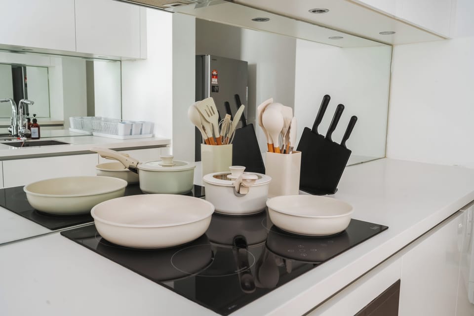 Two Bedroom Apartment | Private kitchen | Full-size fridge, microwave, oven, stovetop